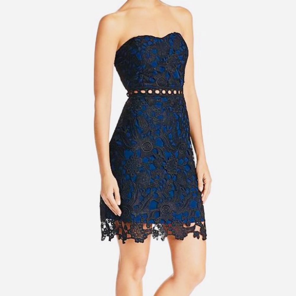 Sam Edelman Guipure Lace Strapless Dress with Built-in Bra